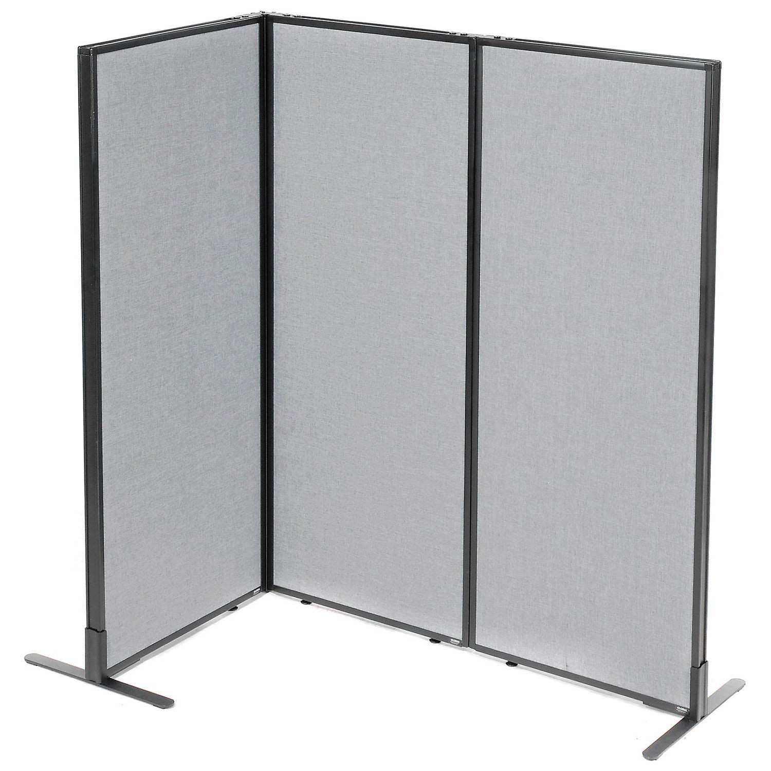 24-1/4"W x 60"H Freestanding 3-Panel Corner Room Divider Gray