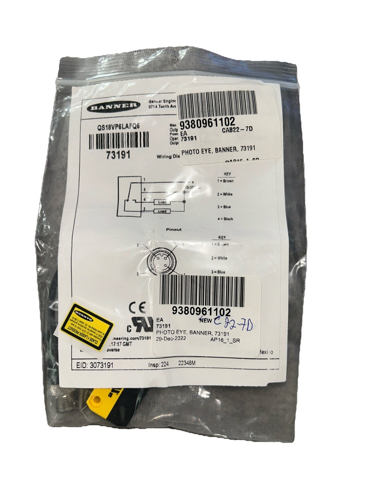 Banner QS18VP6LAFQ5 10-30VDC Photoelectric Laser Sensor. NEW IN PACKAGE!    8A