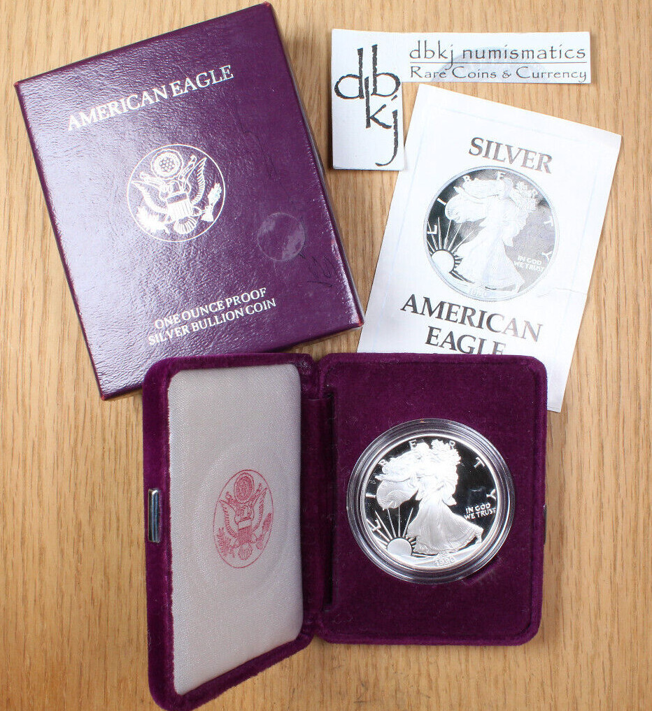 1990 S Proof Silver American Eagle $1 - Deep Cameo - OGP/COA