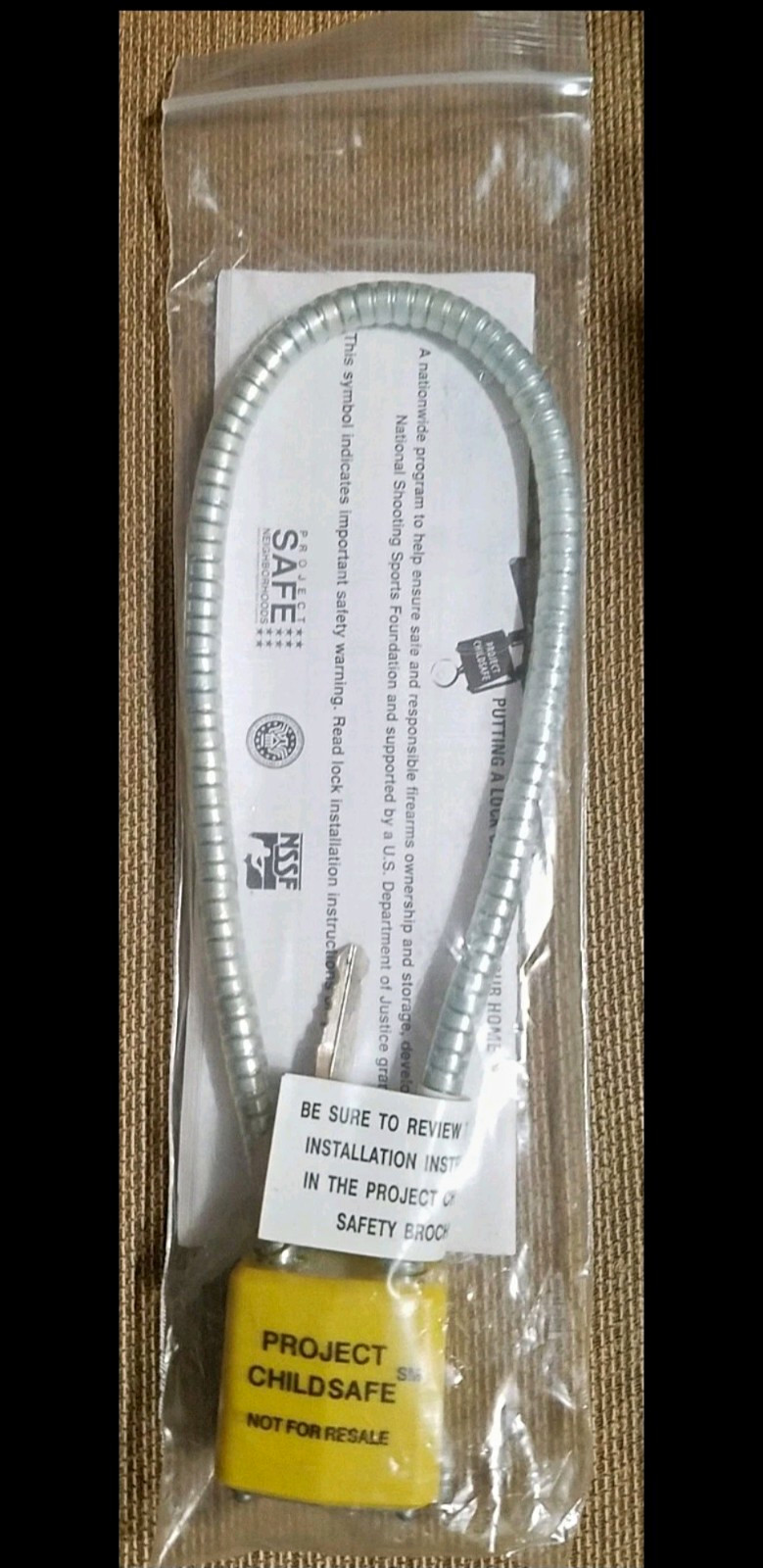 Project ChildSafe Yellow/Silver Keyed Gun Cable Lock Security Cable 2 Keys