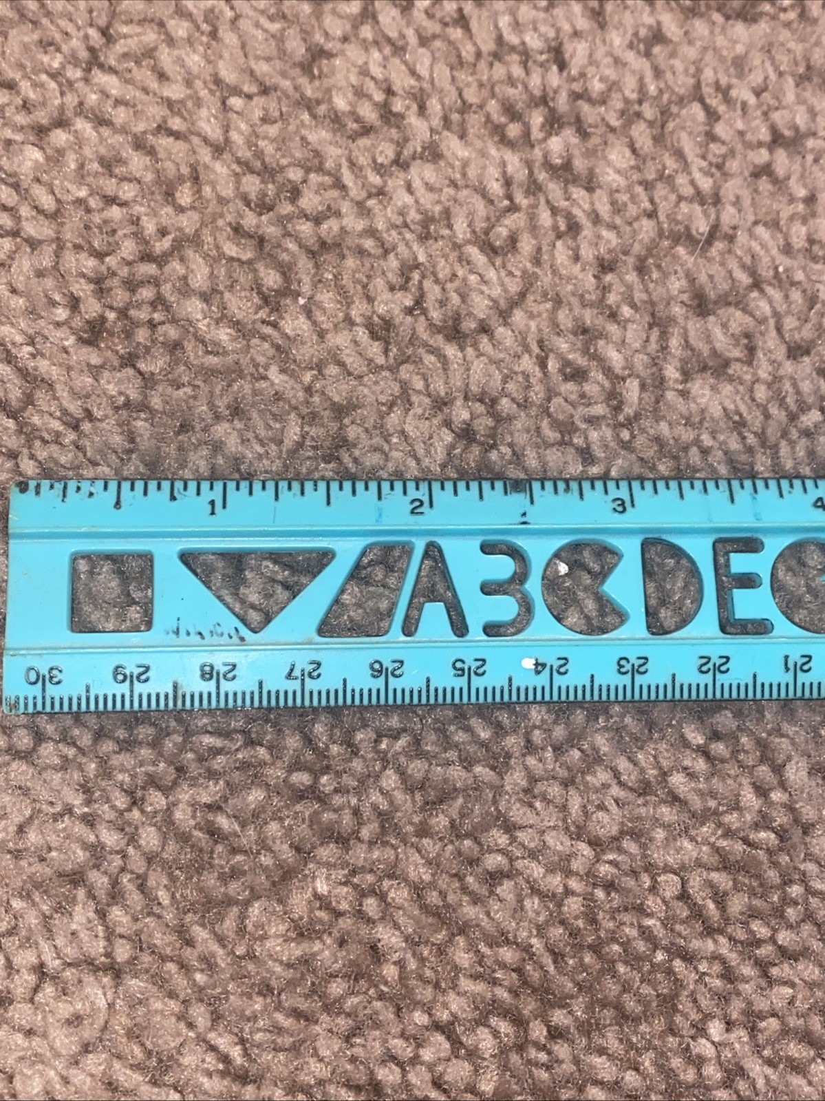 Vintage Teal Plastic Ruler With Letters and Shape Stencils 90s Elementry School