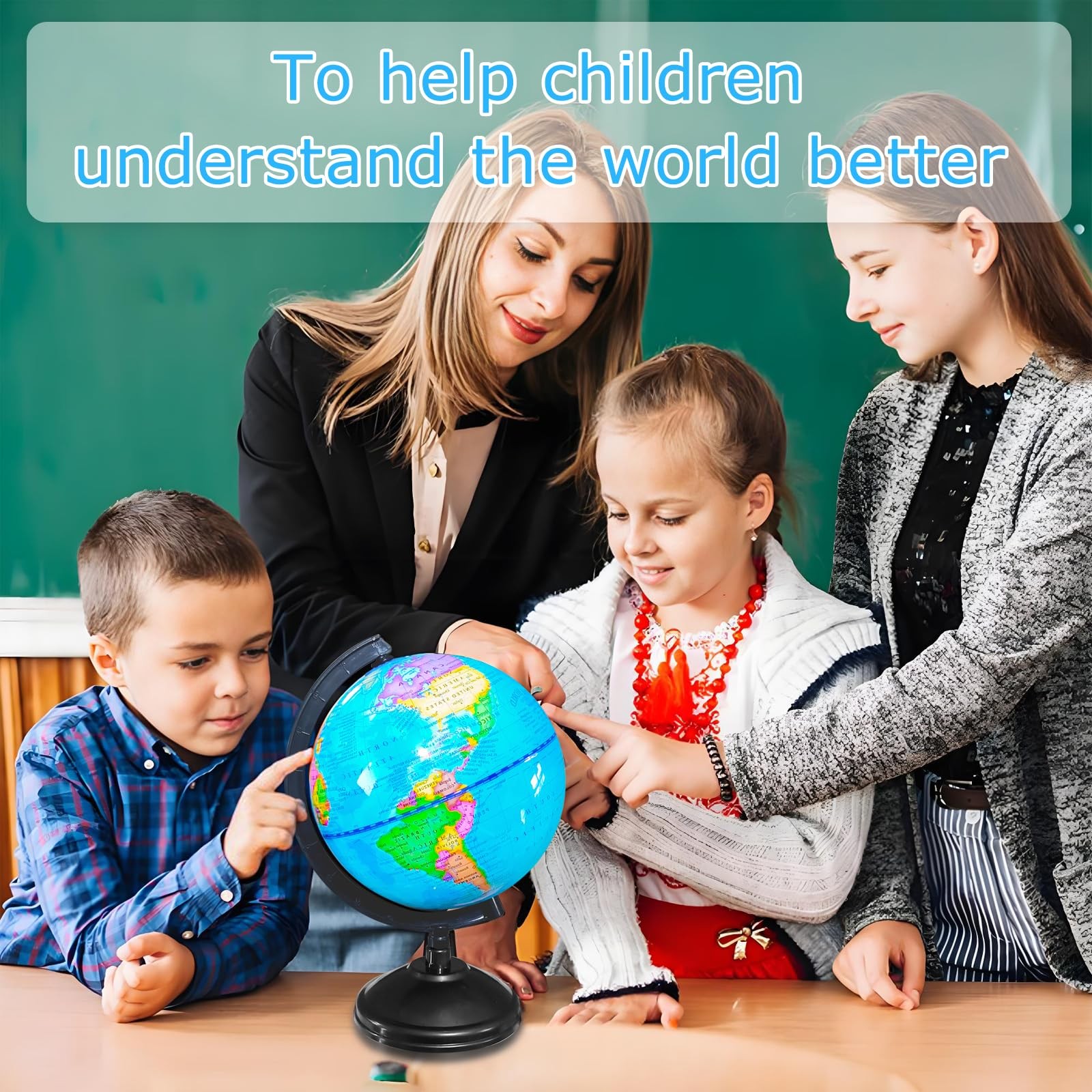 WORLD GLOBE EARTH Map Rotating Geography Ocean Classroom Learning Desktop