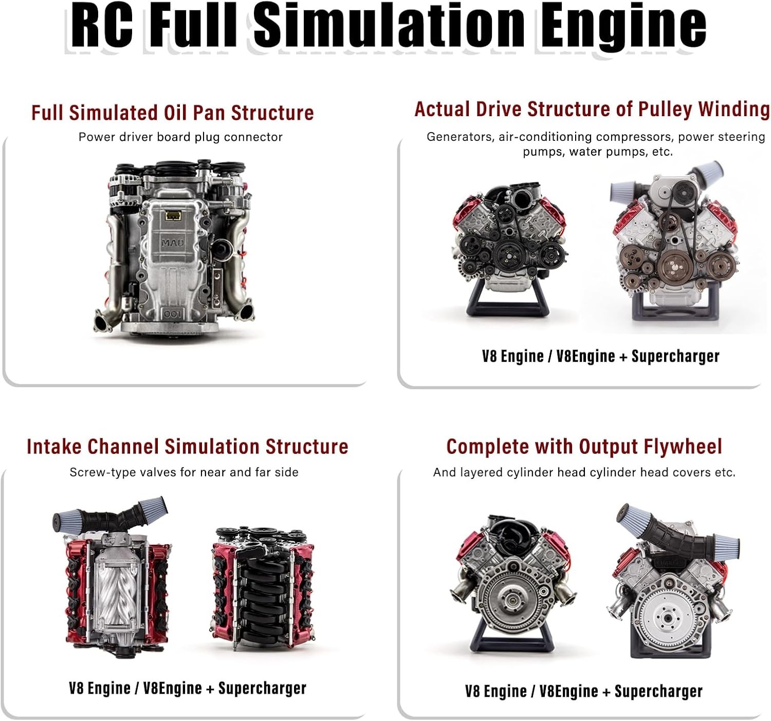 Mini V8 Engine Kits That Runs - V8 Engine Model Kits, Cison Engine MAD Miniature
