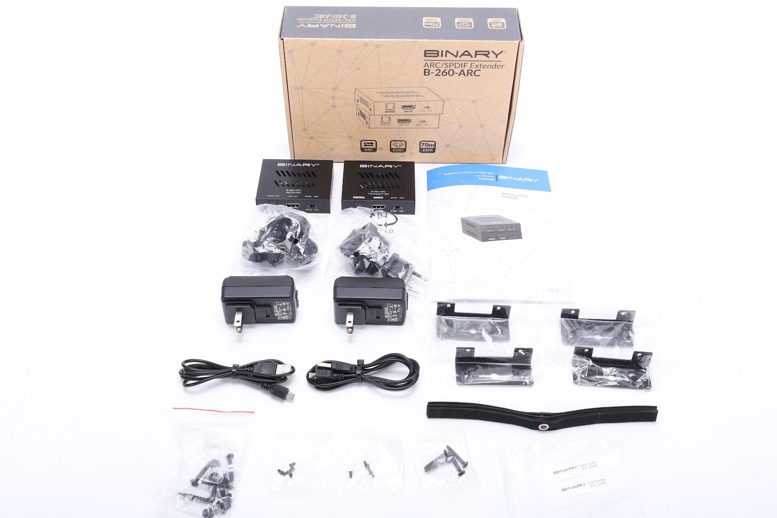 Binary B-260-ARC Audio Return Extender Transmitter and Receiver With Accessories