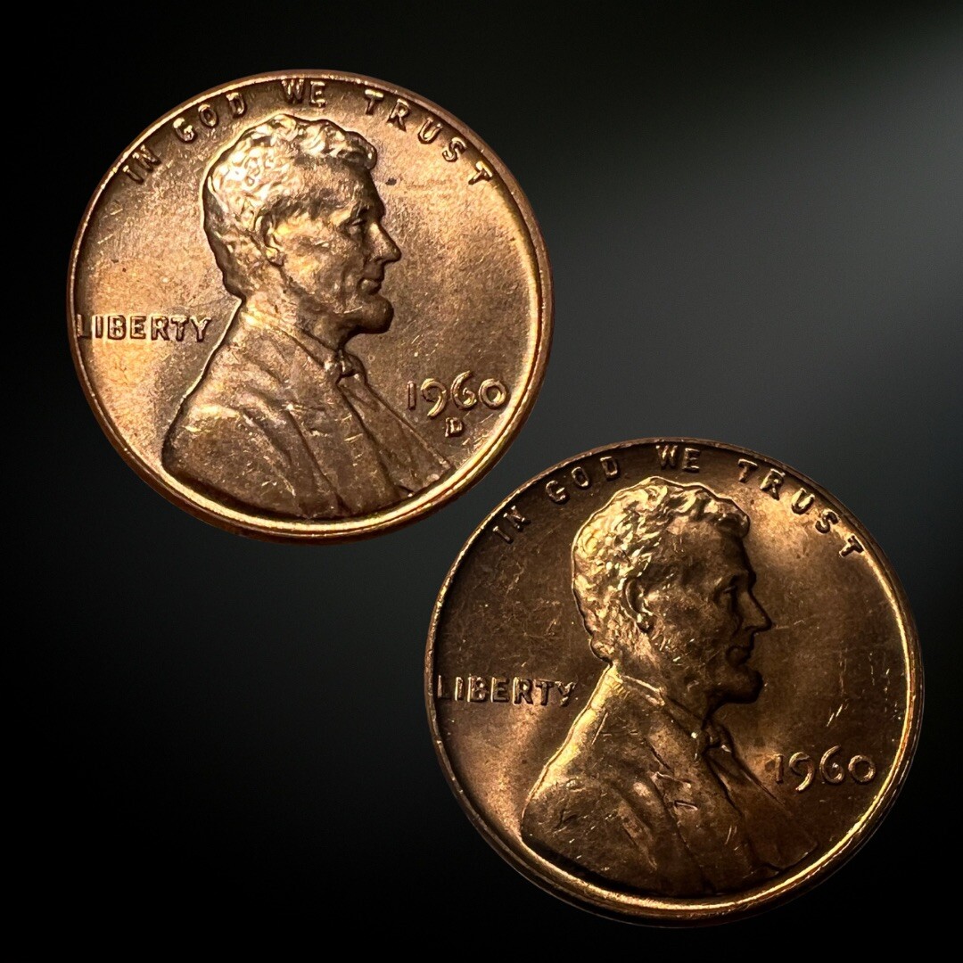 1960 P D Lincoln Memorial Cent BU 2 Coin Set Brilliant Uncirculated