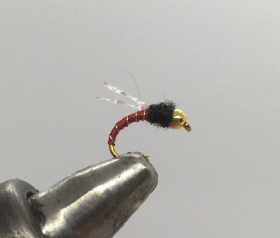 One Dozen (12) - Tungsten Beadhead Crystal Midge - Red