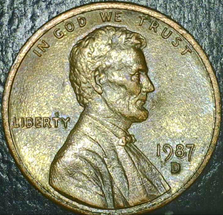 1987 D LINCOLN MEMORIAL-DOUBLING-ERROR?COIN[A227]