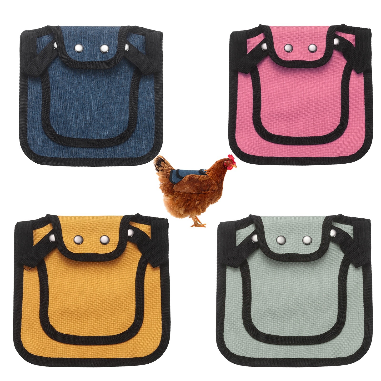 4-Pack Chicken Saddle with Adjustable Strap for Hens [Mixing 4 Styles D]