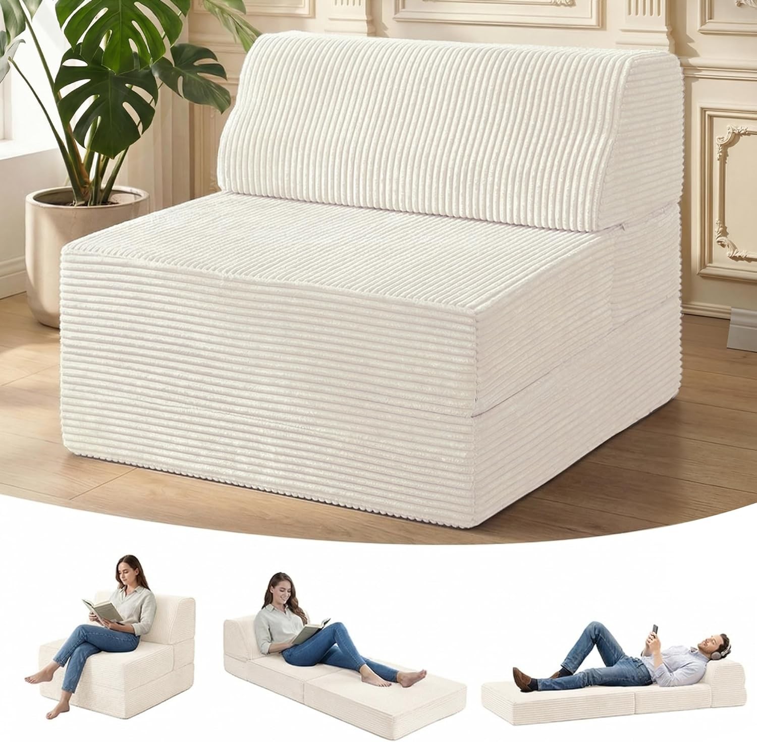 Folding Sofa Bed W/ Pillow Memory Foam Fold Out Chair Bed Convertible Sleeper