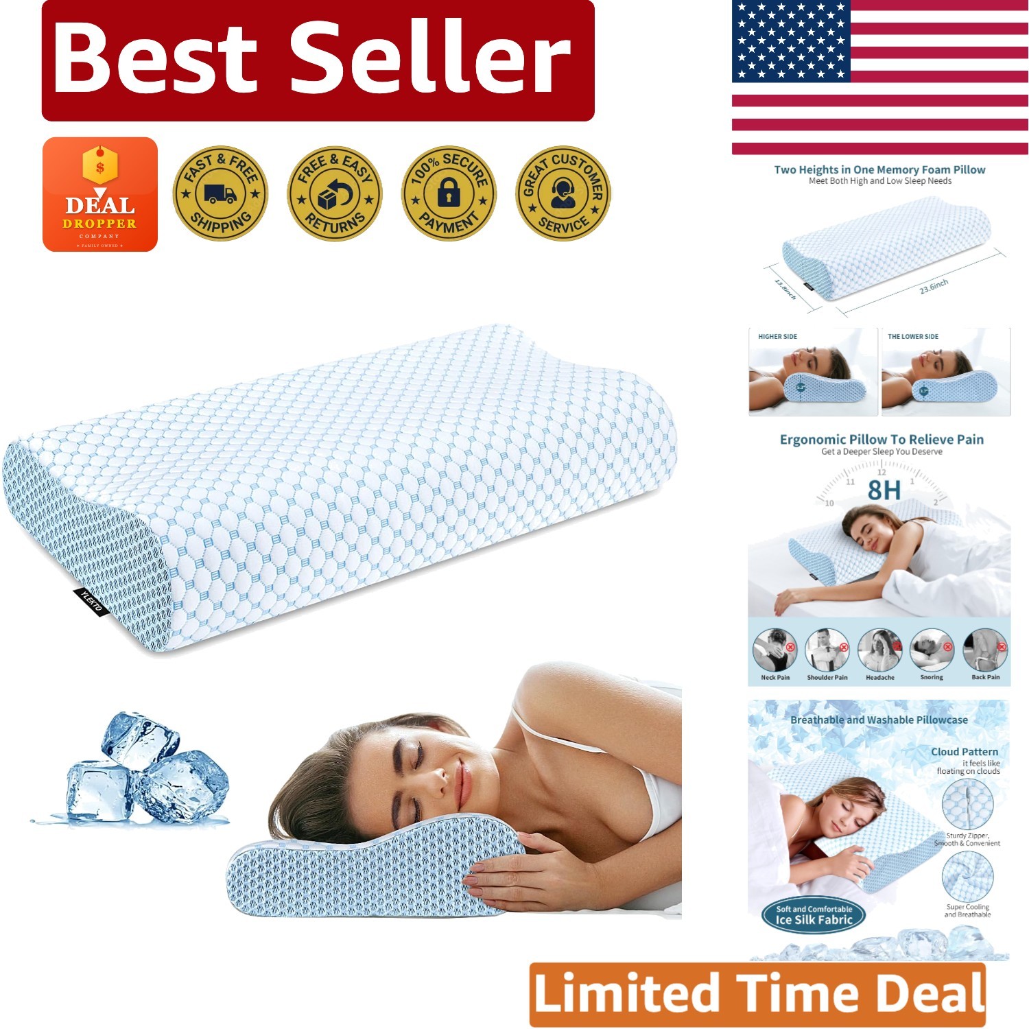 Breathable Adjustable Neck Pillow - Memory Foam Support for All Sleep Styles