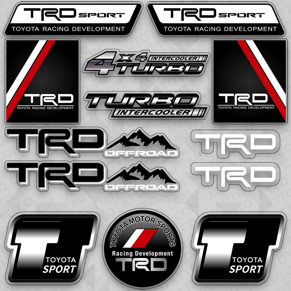 TRD Racing Sport 4x4 Offroad Turbo Car 3D Logo Sticker Vinyl Decal Stripes Decor
