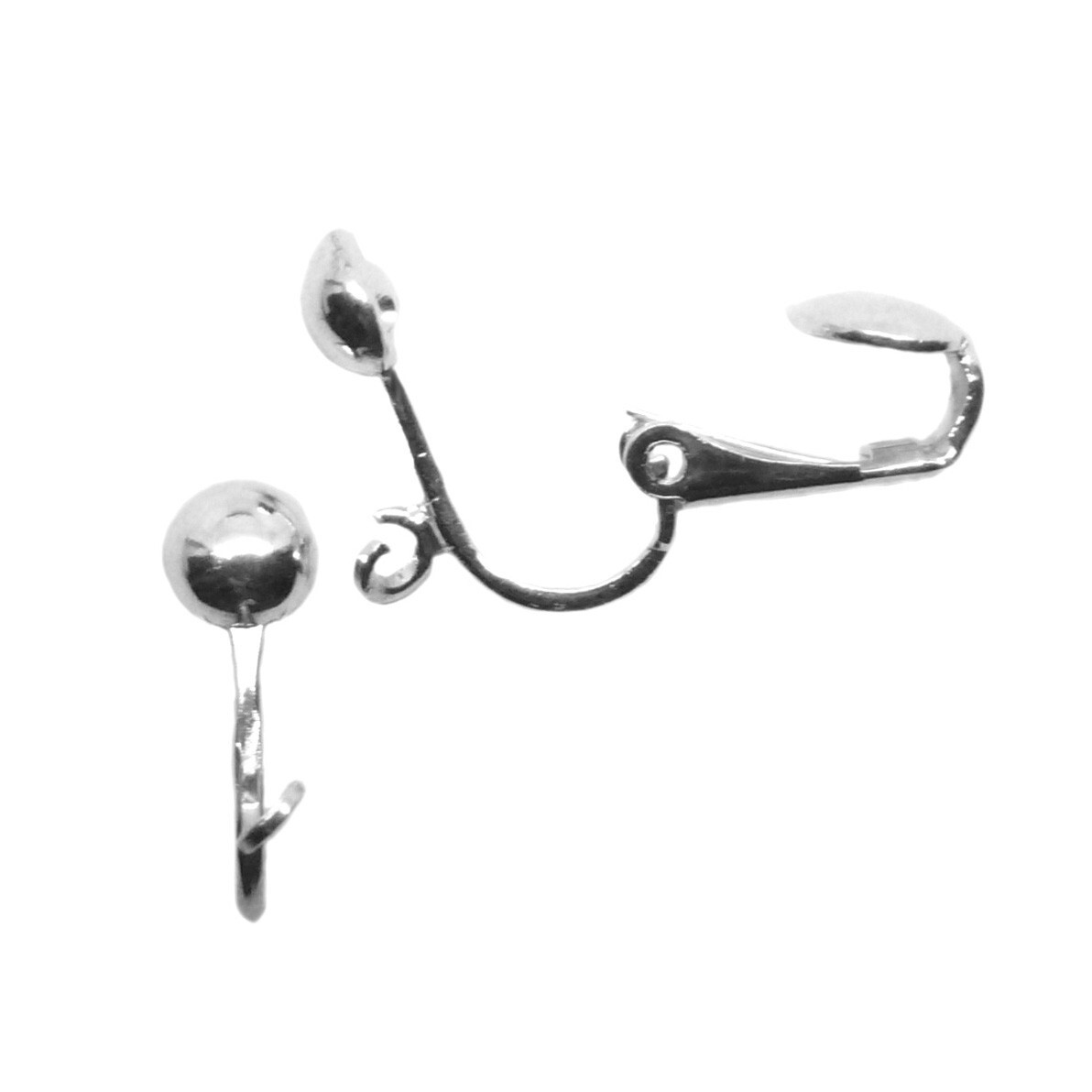 Clip On Non Pierced Earring Findings w Open Ring 5mm Half Ball Silver Tone 36 pc