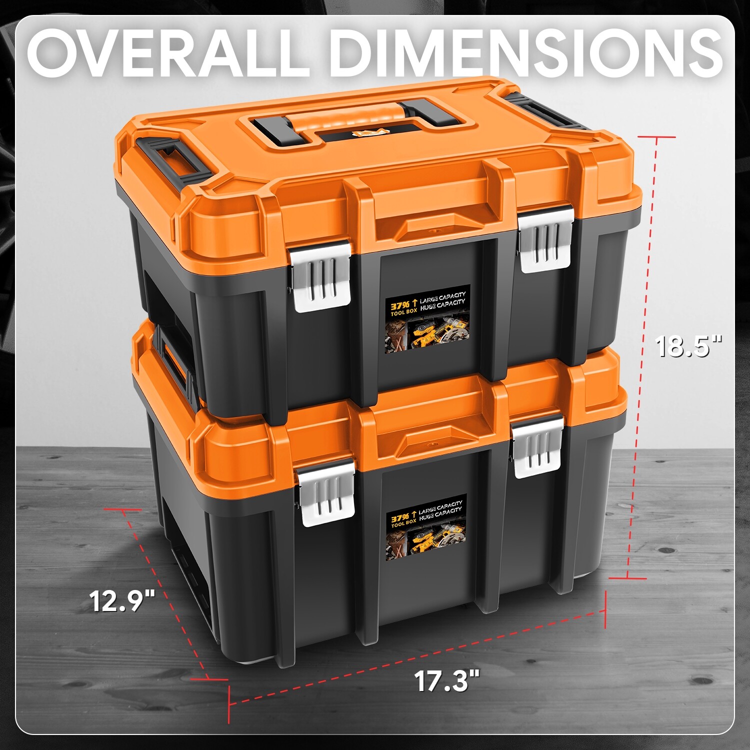 2X Garage Lockable Organizer Storage Portable Tool Box w/ Removable Tray Orange