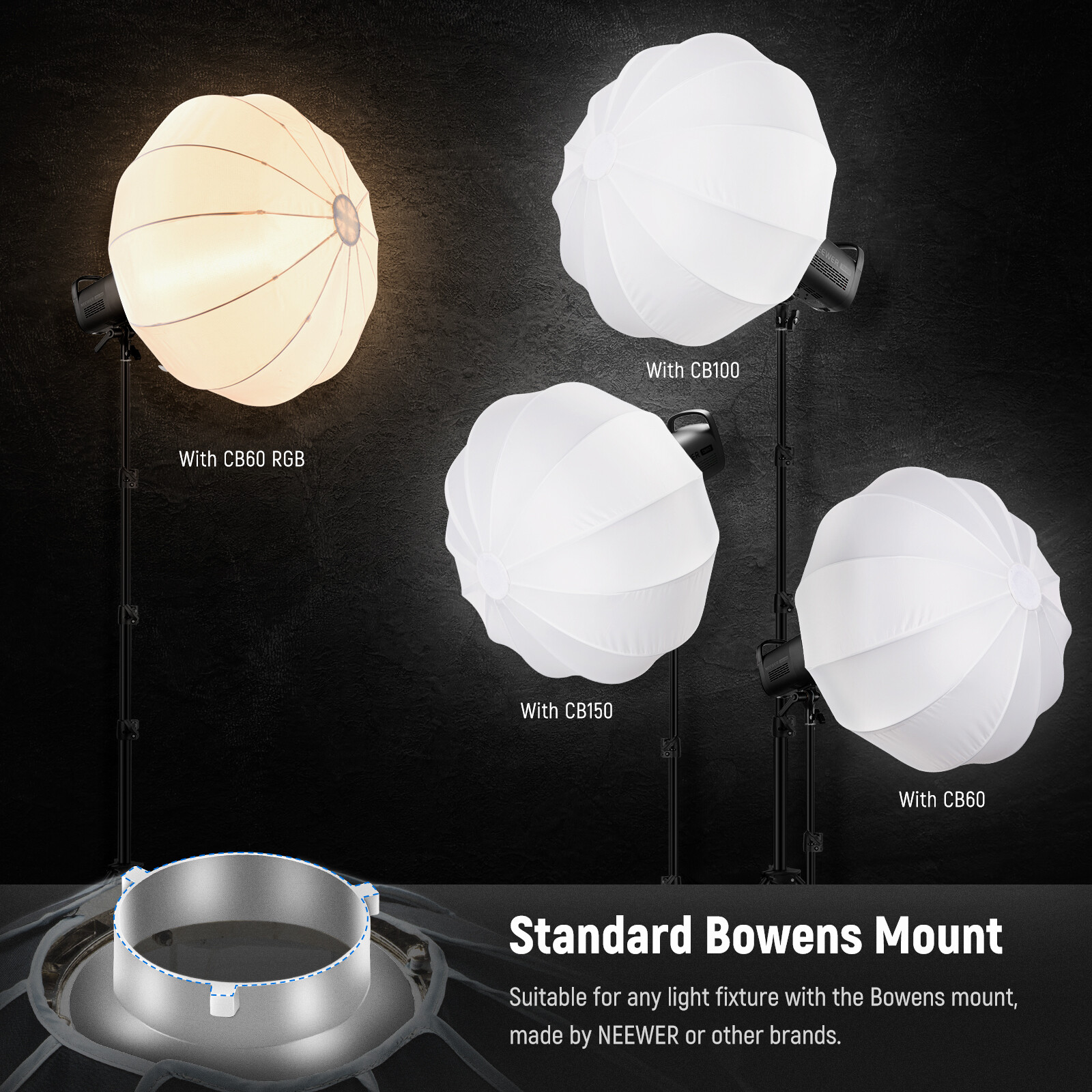 NEEWER 65cm Lantern Softbox One Step Quick Release， Light Diffuser with Skirt
