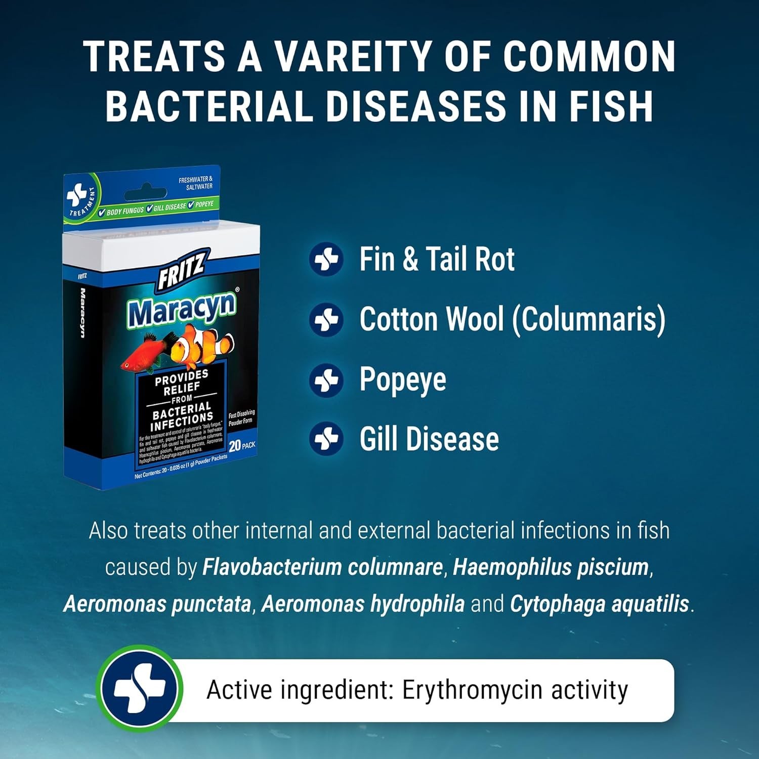 Fritz Maracyn Fish Medication for Bacterial Infections - 20 Pack