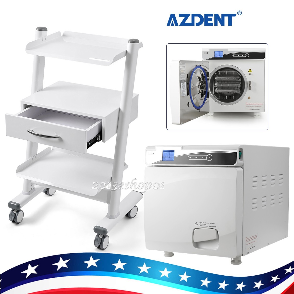 22L Class N Dental Medical Autoclave Steam Sterilizer/ Drawer Trolley Cart