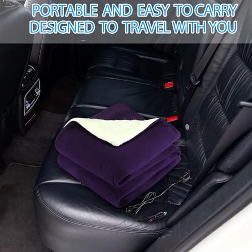 Pack Heated Car Blanket,1Volt 3 Heating Levels 60" X 43" Electric 2 Purple