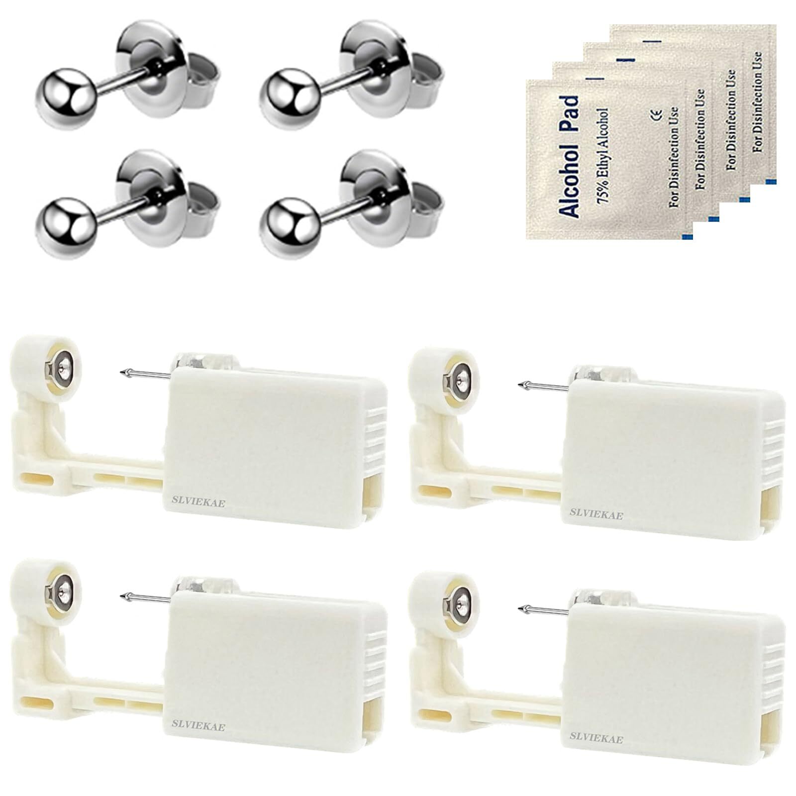 4 Pack Self Ear Piercing Gun Disposable Self Ear Piercing Gun Kit with Earrin...
