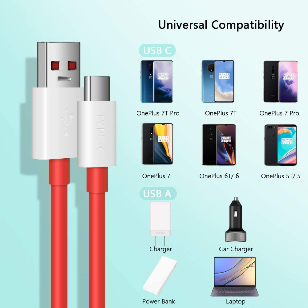 Dash Charge Cable for Oneplus 7, 7Pro 8 7T 5V 4A Warp Usb Type C Cable, 6Ft Long