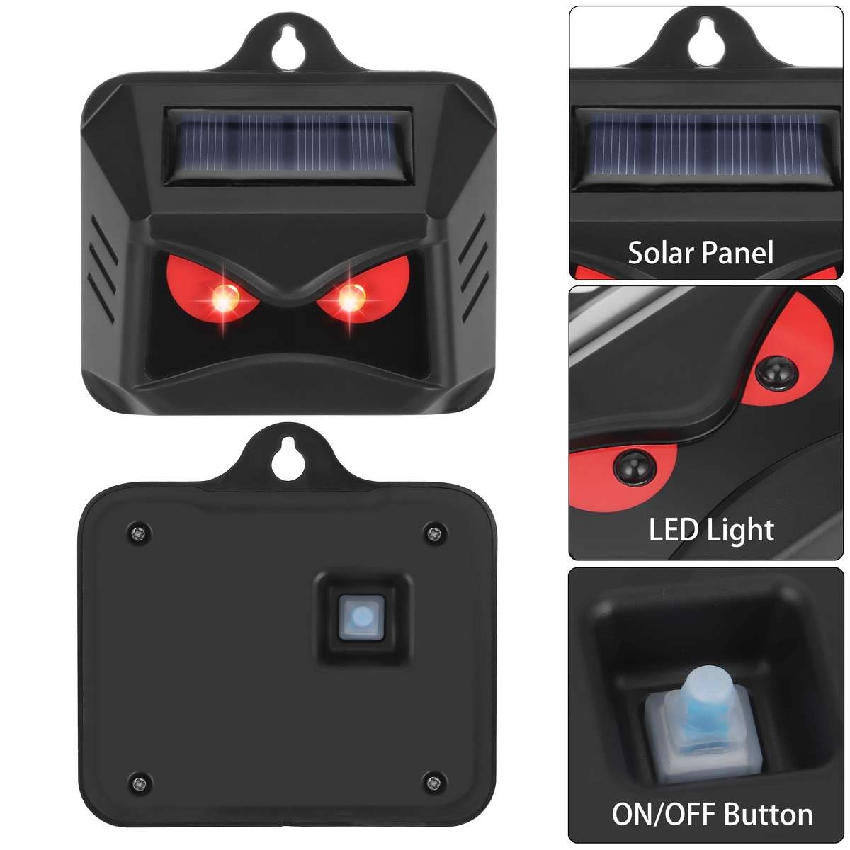 Solar Flashing Light Ultrasonic Animal Repellent Skunk Deer Raccoon For Garden