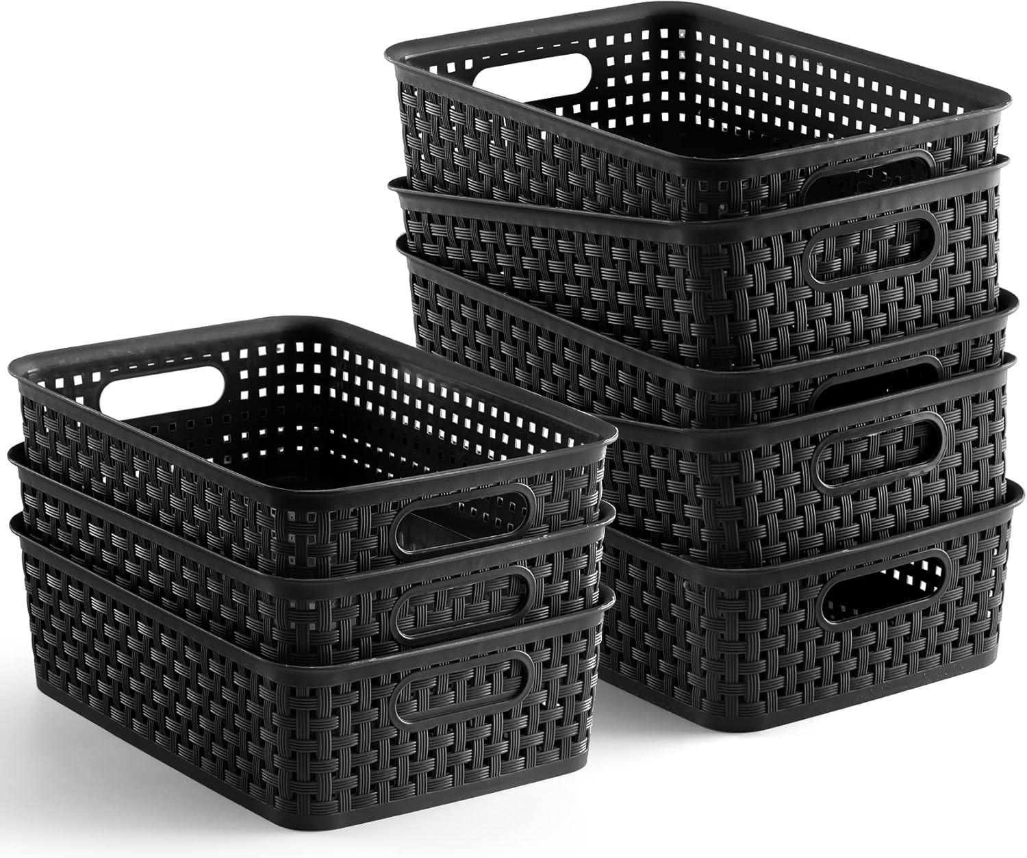[ 8 Pack ] Plastic Storage Baskets, Small Pantry Organization and Storage Bins,