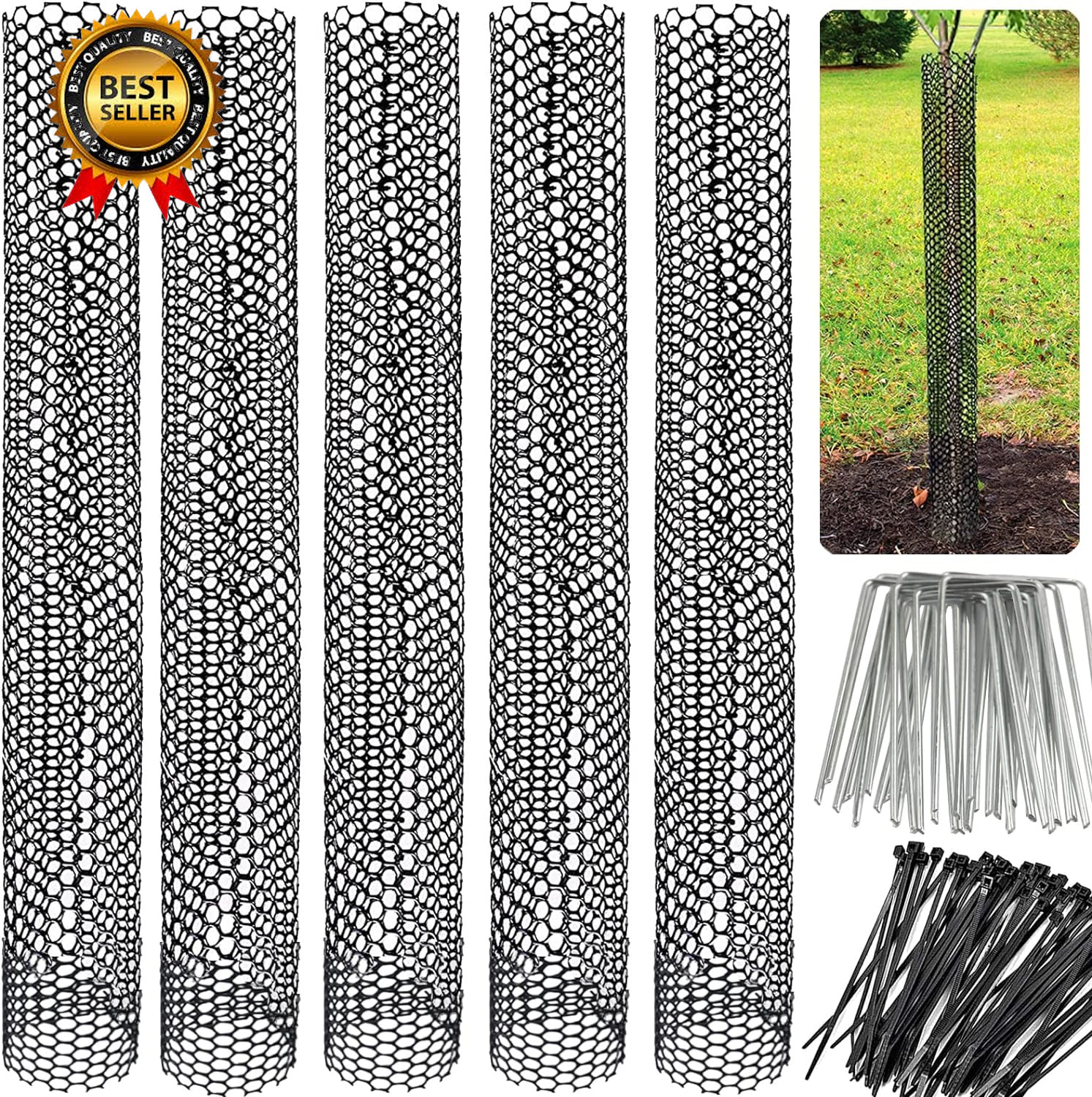 Mesh Tree Trunk Protectors 6 Pack 40 Inches Tree Bark Protector Guard....