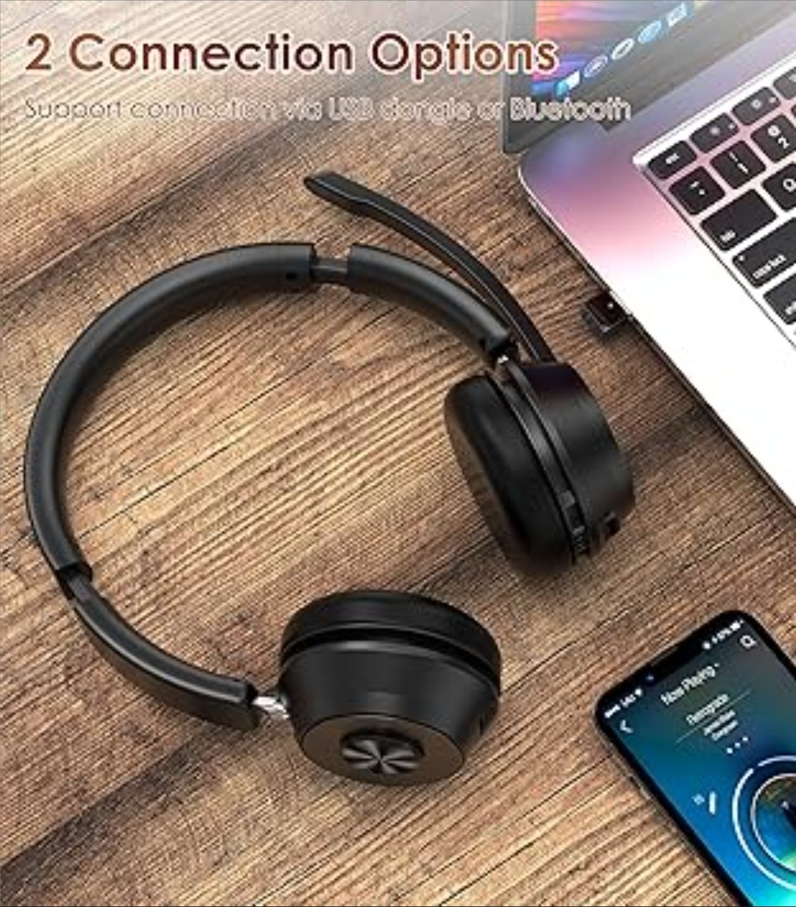 (Upgraded Version) Wireless Headset, Bluetooth Headset w/Noise Cancelling Mic