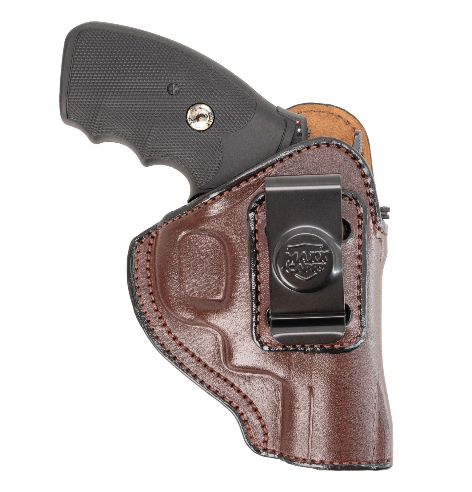 Max Carry Brown Leather IWB Revolver Holster for 6 Shot 3" Inch Barrel Revolvers