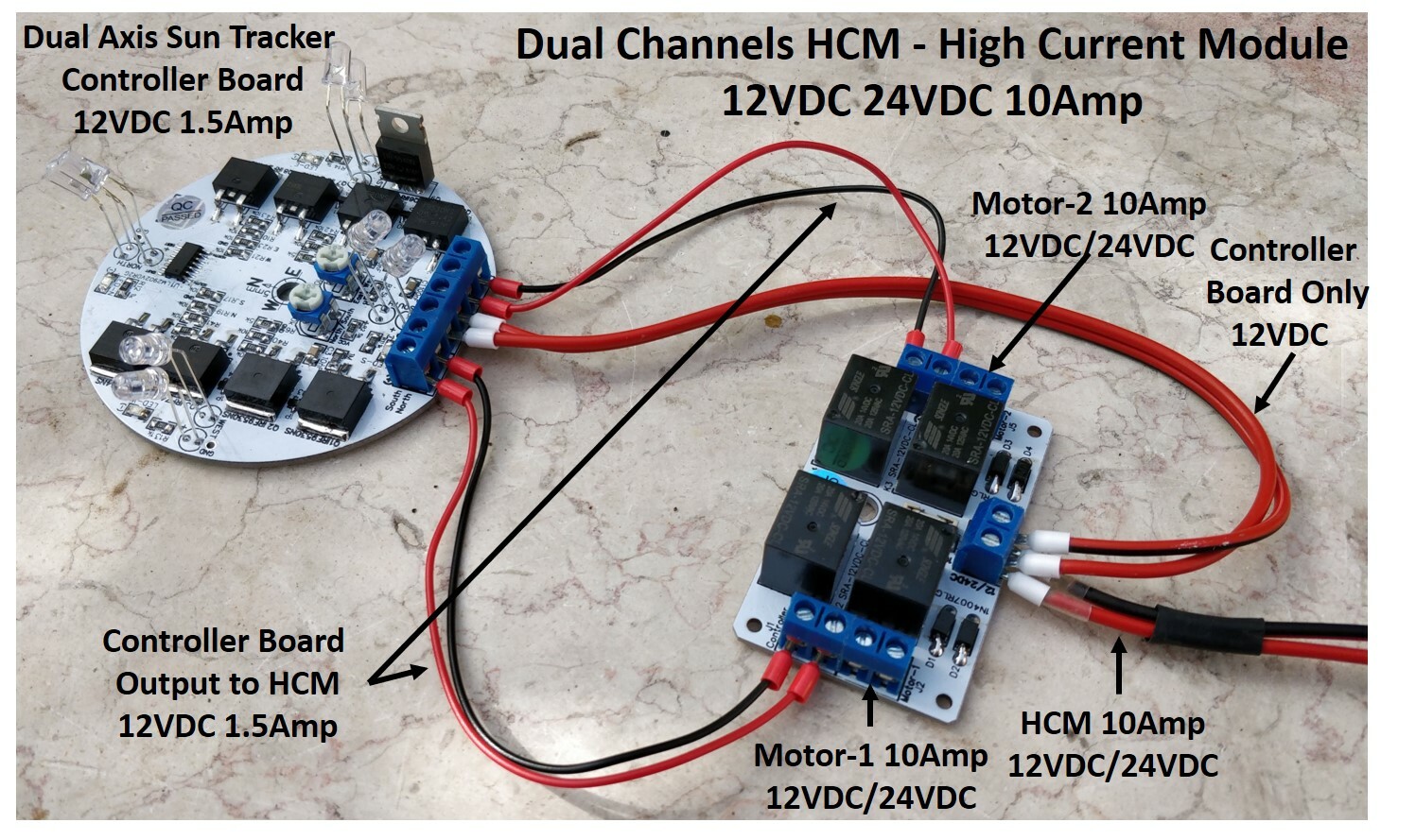 Dual Channel Relay Module Solar Panel Sun Tracking Control Board DIY 12V 24V 10A
