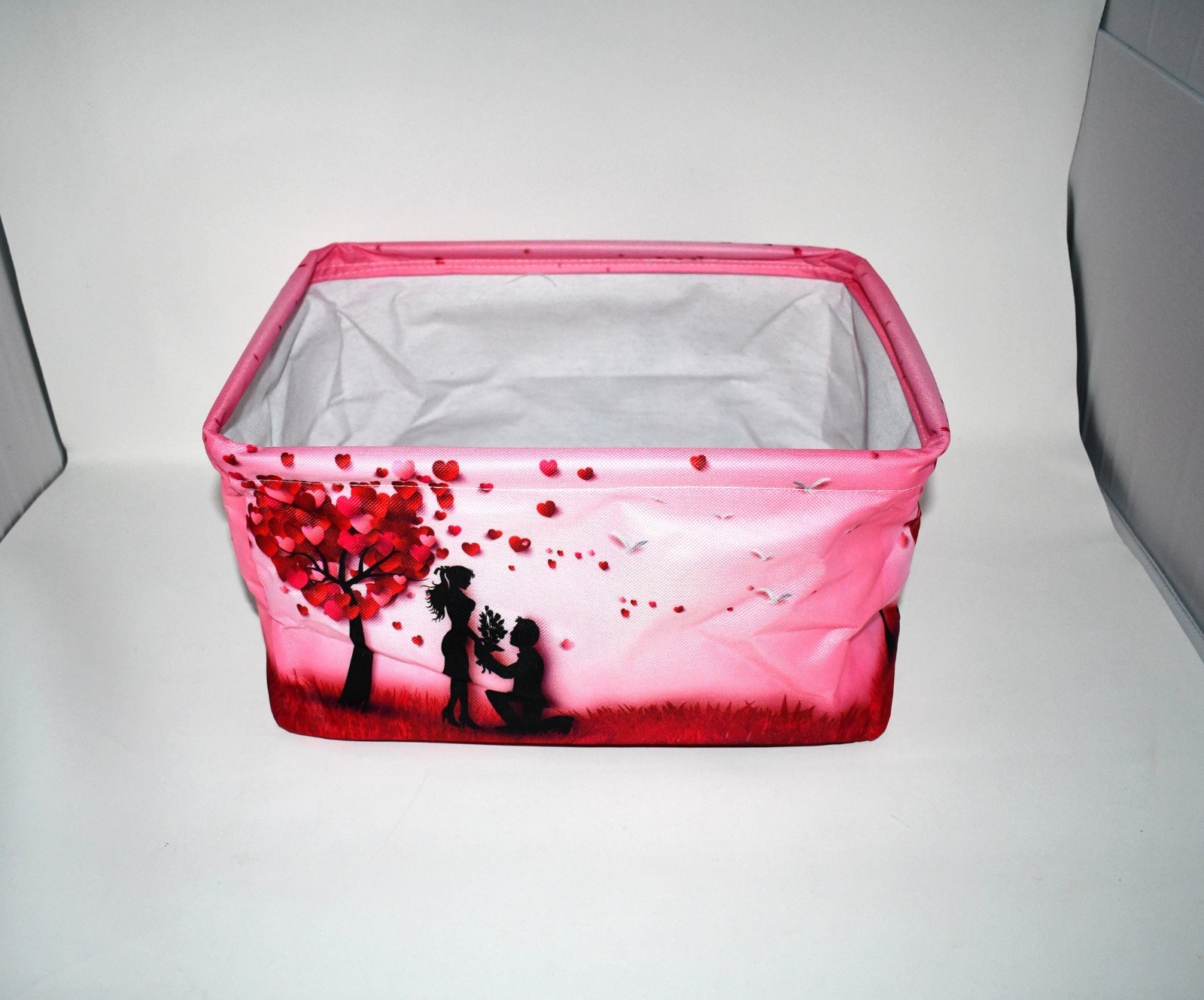 Valentine Day Storage Basket, Large Collapsible Fabric Bin with Handles, NWT