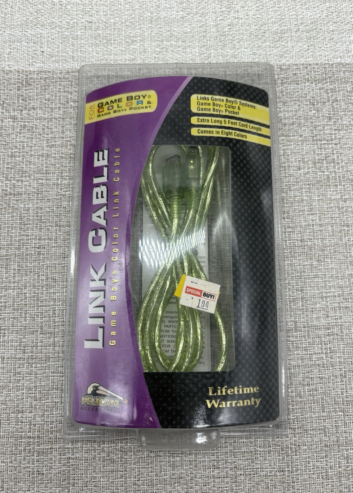 Vintage Pelican Gameboy Color/Pocket Universal Link Cable Green NOS
