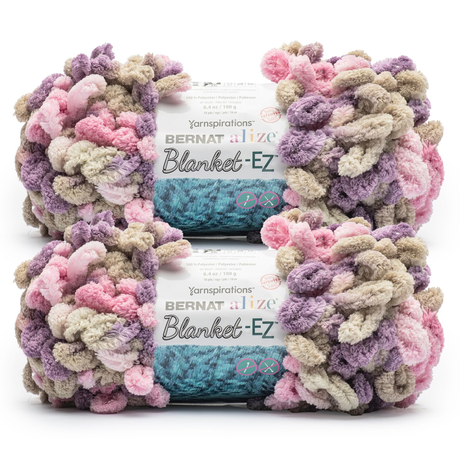 2 Pack 6.4 oz Alize Blanket Lilac Bush Yarn #7 Jumbo 18 Yards Polyester