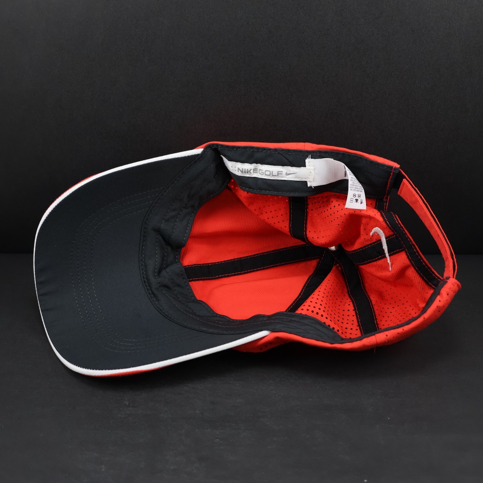 Nike Golf Adjustable Swoosh Golf Hat, Red/White, Polyester