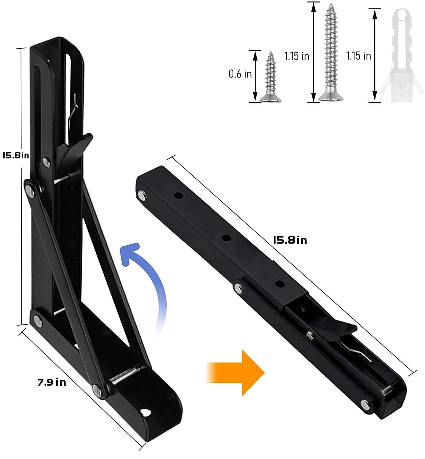 16 Inch Folding Shelf Brackets Heavy Duty Wall Mount 2pcs