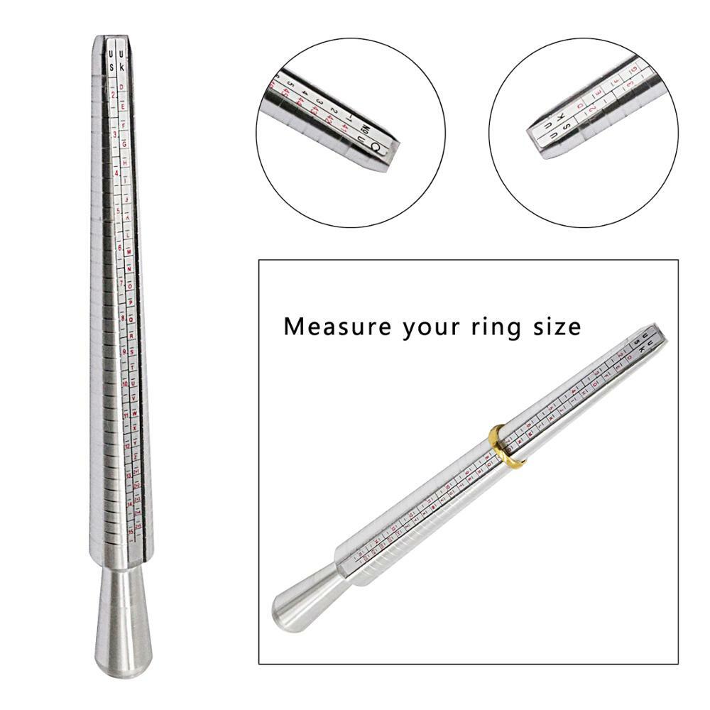 Silver Ring Sizer Finger Sizing Measuring Stick Metal Ring Mandrel US Size 1-15