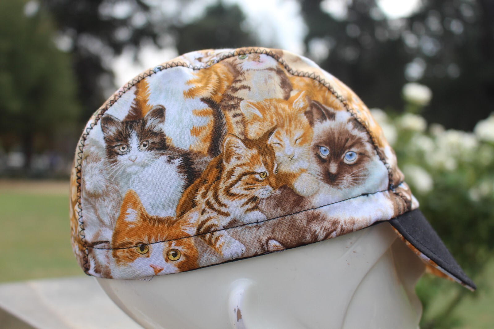 cycling cap beautiful cat handmade in USA