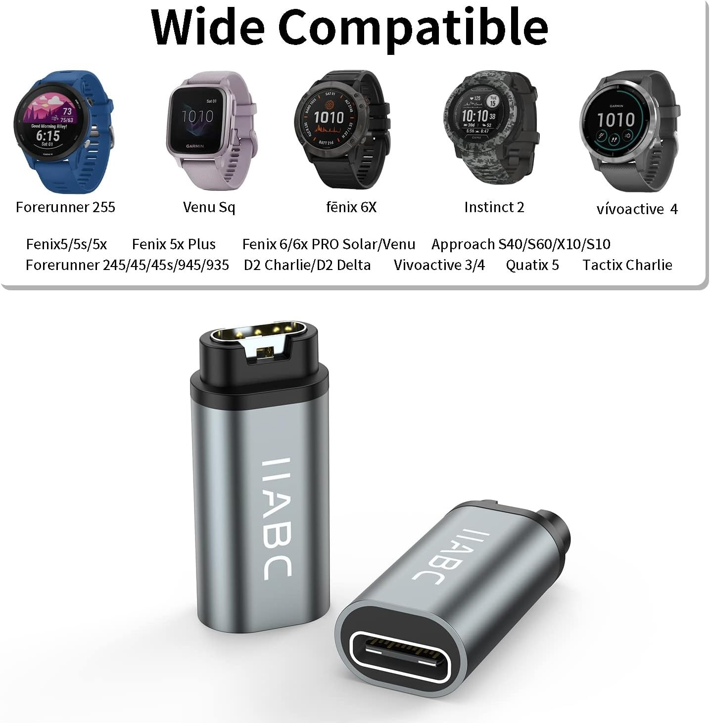 Garmin Watch Charging Adapter, Type C Charger Adapter 2Pack Compatible w/Garmin