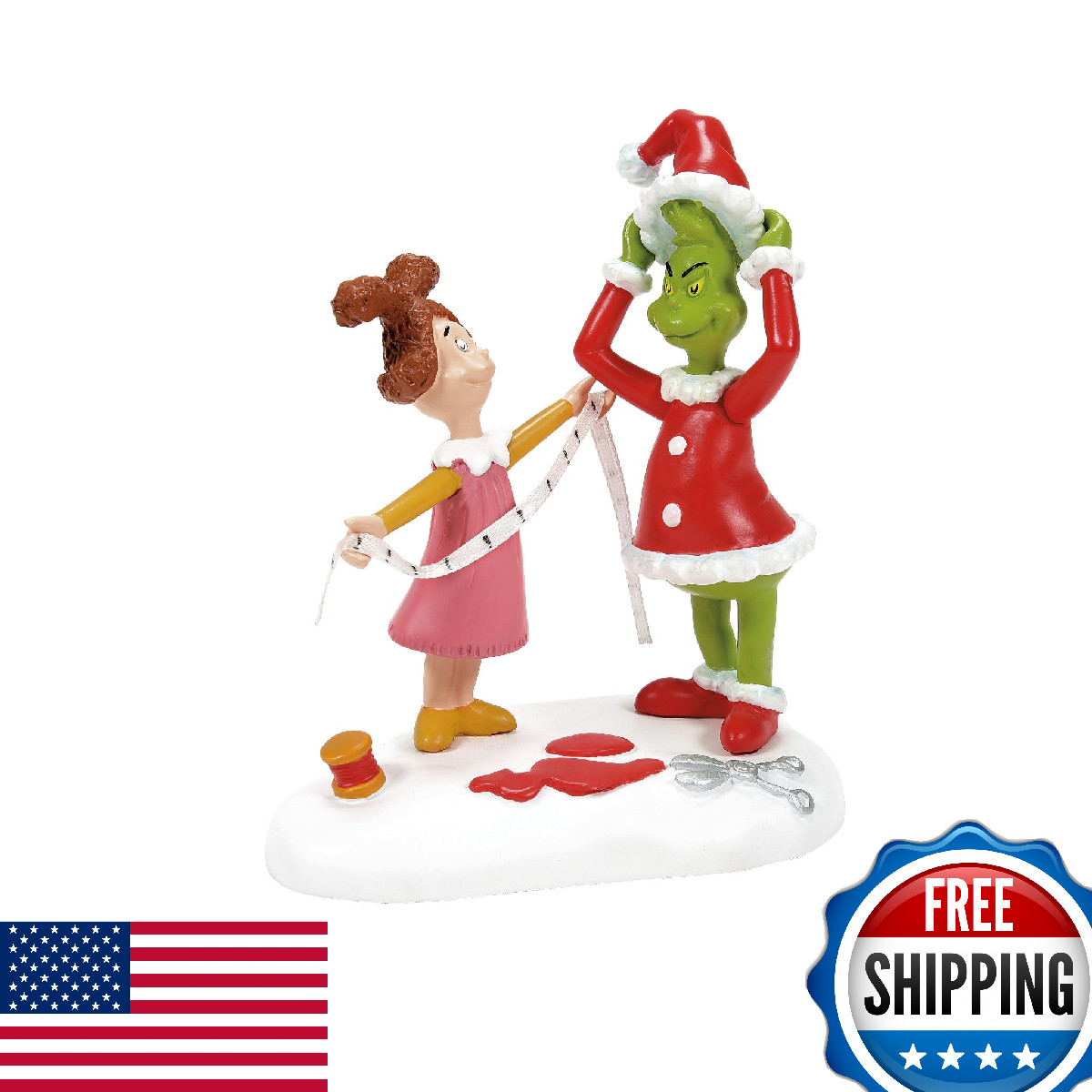 Department 56 Dr. Seuss The Grinch Village Accessories Being Fitted for a Santy