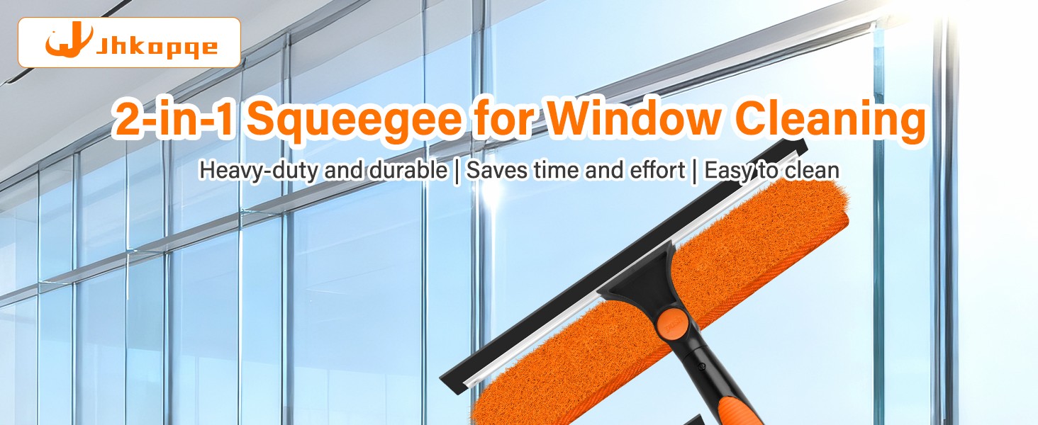26FT Telescoping Window Cleaning Kit with 14" Squeegee - 2-in-1 Professional