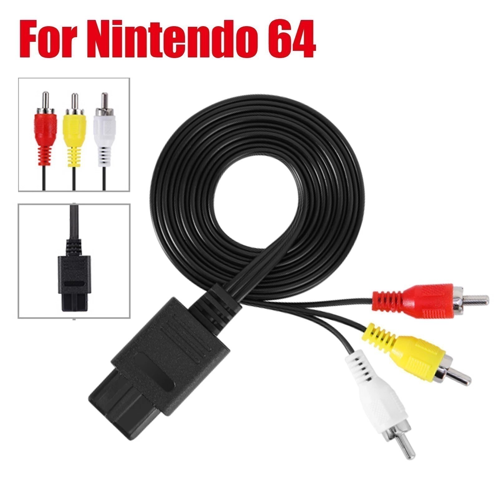 LOT N64 SNES Gamecube RCA AV TV Audio Video Stereo Cable Cord For Nintendo 64