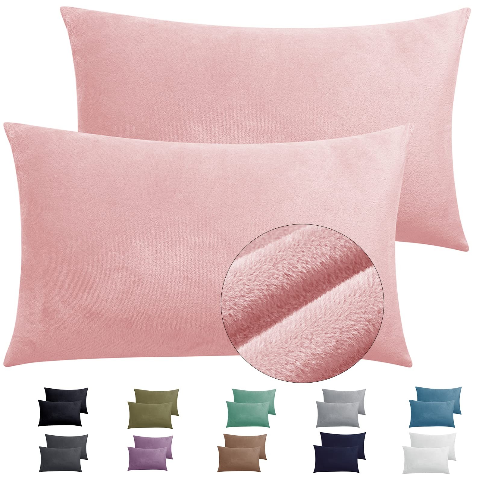 2 Pack Zippered Velvet Standard Pillowcases, Super Soft and Cozy Luxury Fuzzy...