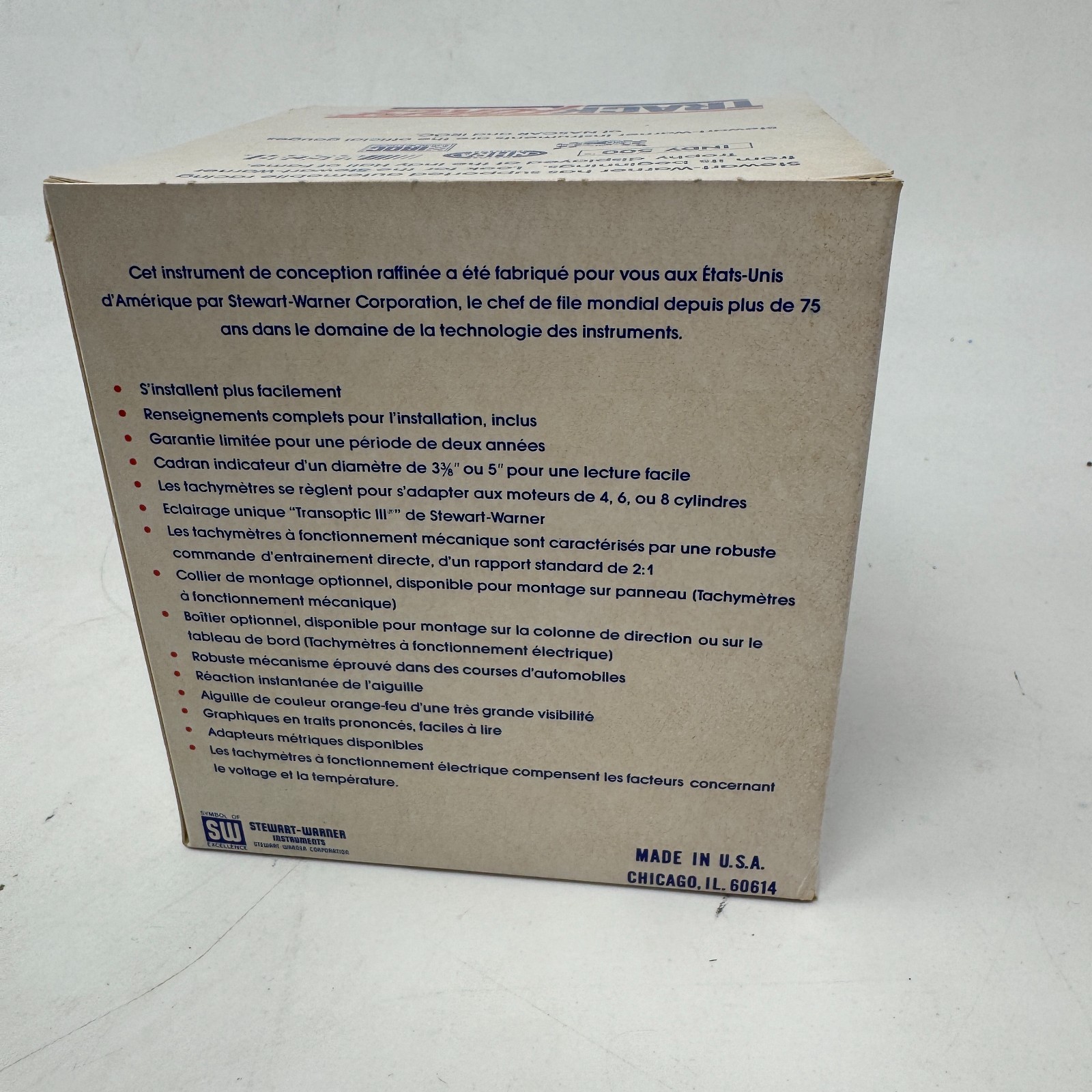 Stewart warner 82851-P Tachometer (mech), 0-10000 RPM, 3-3/8" Adj Redline.