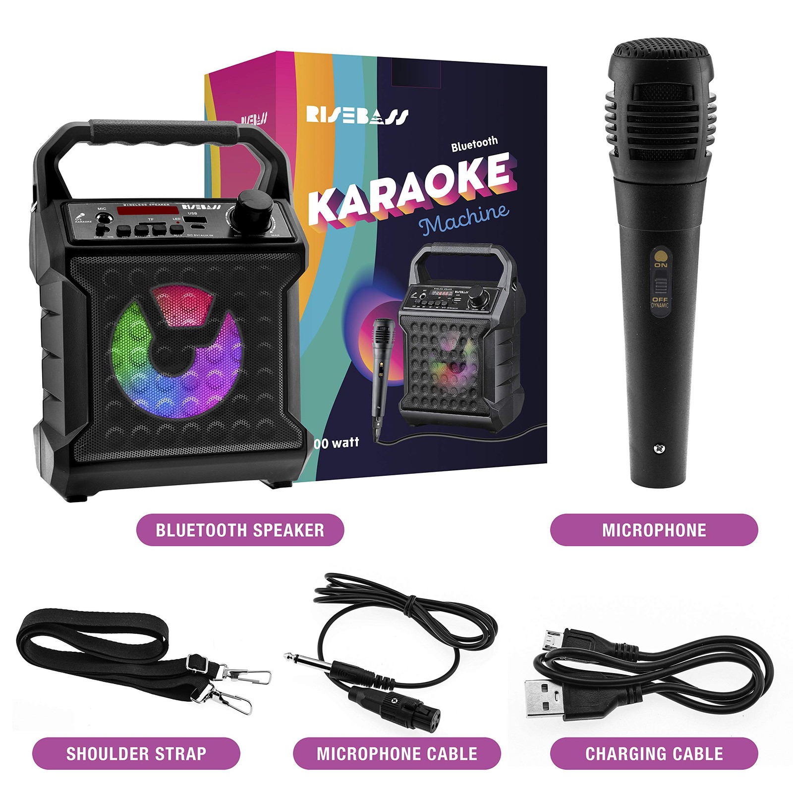 Karaoke Bluetooth Party Speaker with Microphone – Portable Wireless Karaoke M...