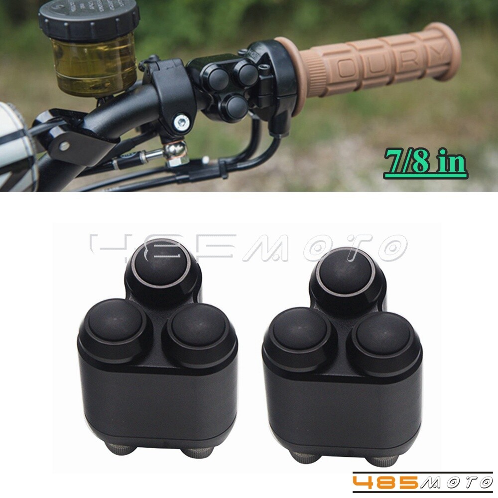 Pair/2PCS 7/8" Bar 3 Button Hand Control Momentary Switch M-switch For Harley