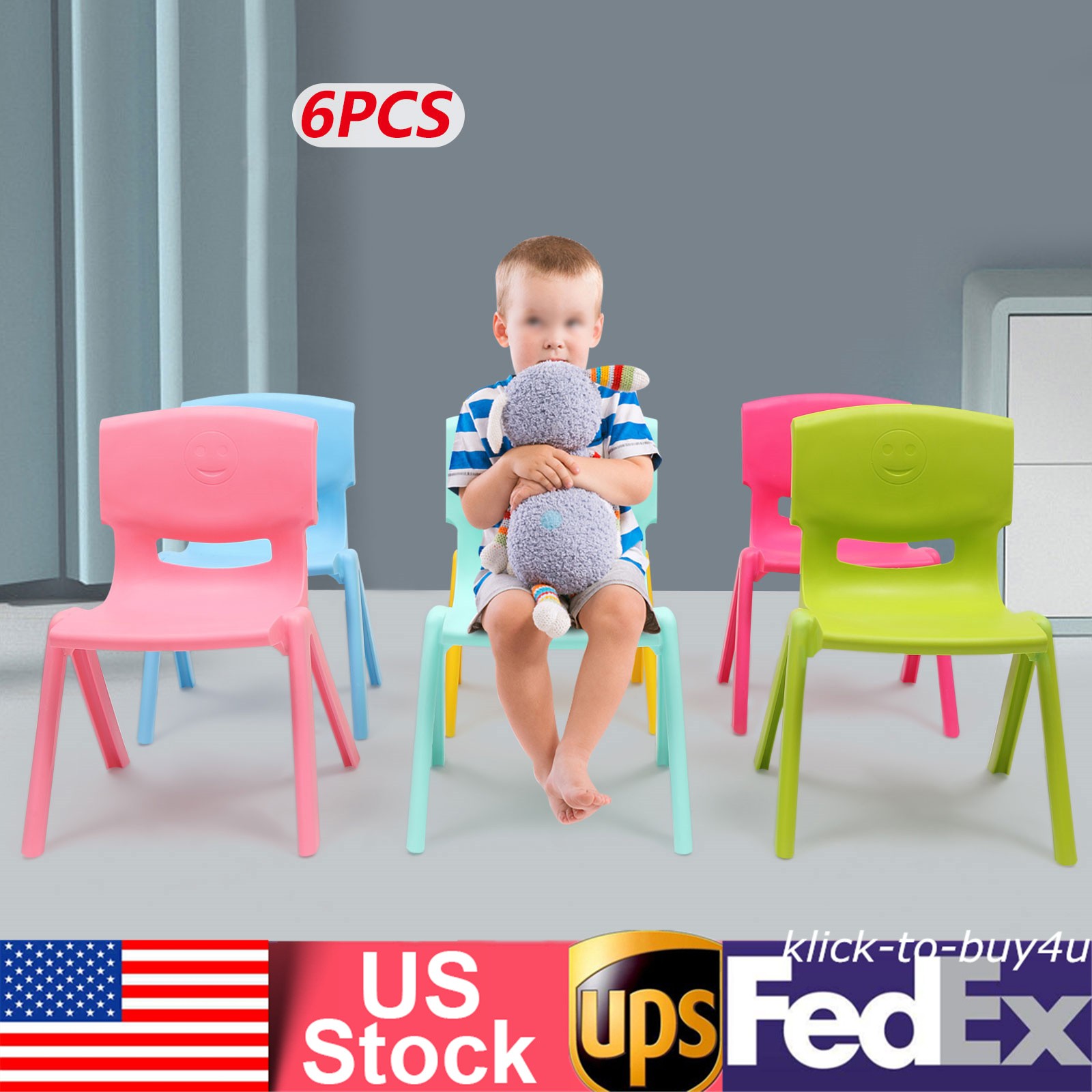6 Pack Plastic Colorful Stackable School Chair for Kindergarten Home 11'' Height