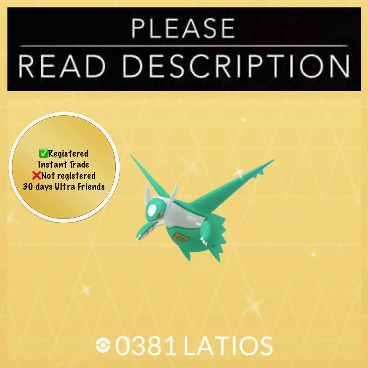 Shiny Latios (Instant Registered or 30 Days Ultra Friends) - Pokemon Go