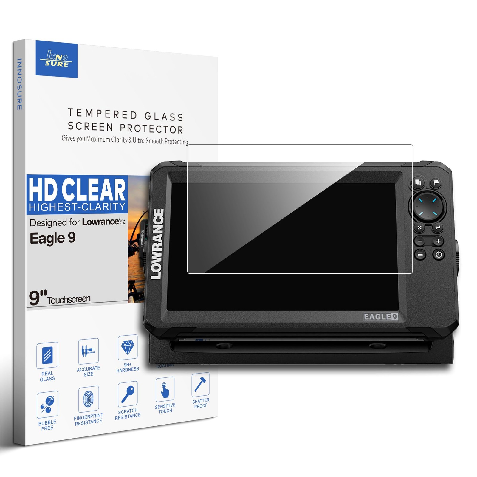 INNOSURE Premium Tempered Glass Screen Protector for Eagle 9" - HD Clear