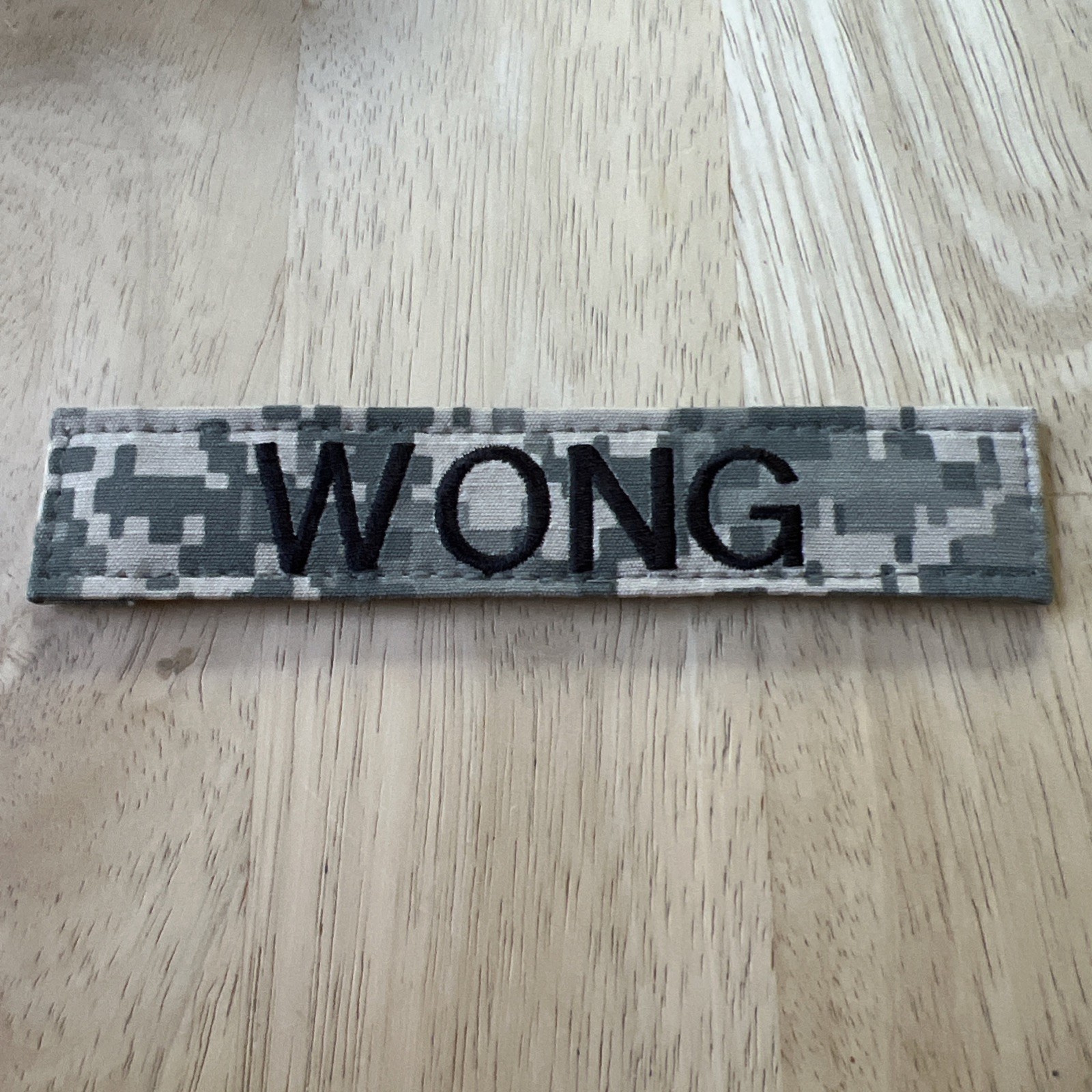 MILITARY PATCH Digital Camo HOOK AND LOOP ACU TAPE WITH NAME WONG