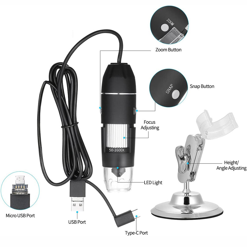 1600X Zoom 8LED HD USB Microscope Digital Magnifier Endoscope Video Camera