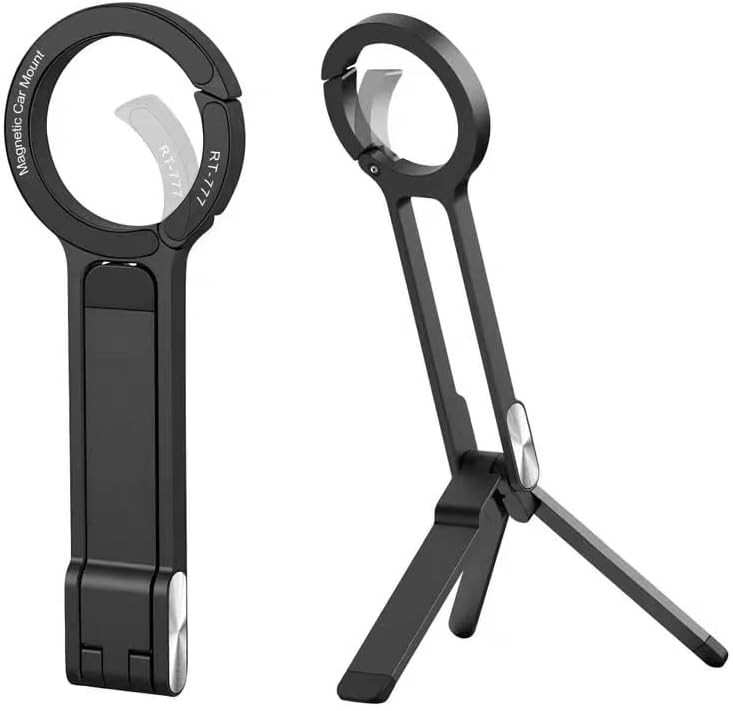 Phone Tripod, Magnetic Phone Holder with Spring Clasp, Adjustable Foldable